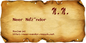 Neer Nándor névjegykártya